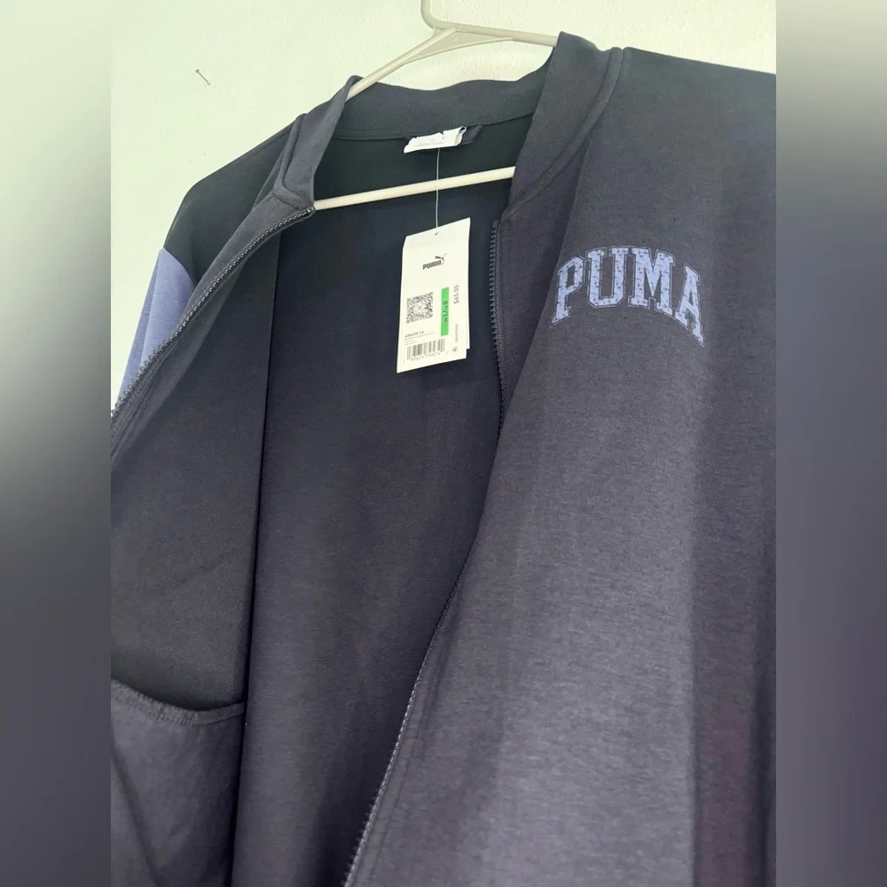 PUMA NWT NAVY COLORBLOCK ZIP UP ATHLETIC SPORTS CLUB BOMBER JACKET SZ LG